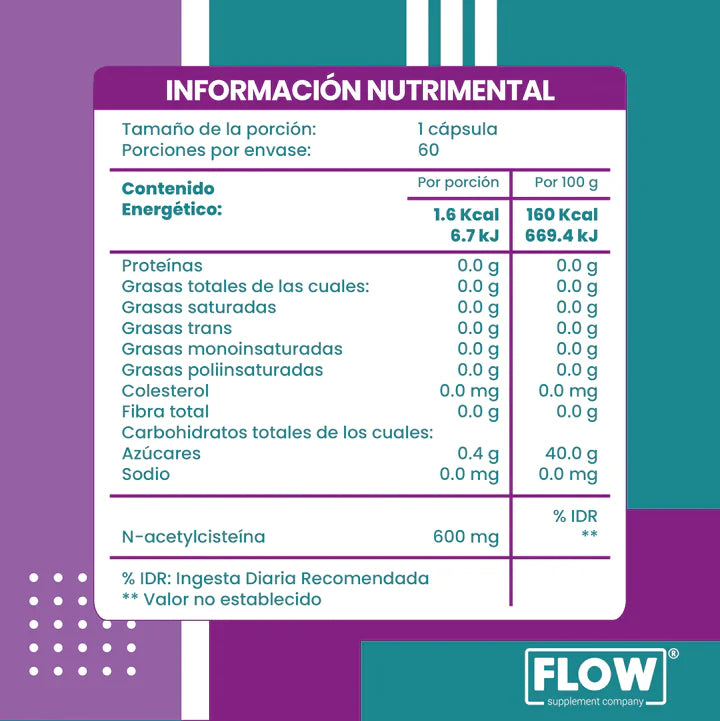 NAC (N-Acetylcisteína) - 60 cápsulas de 600 mg c/u