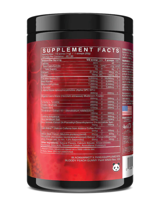 Panda VS Gorilla Blackmarket Pre Workout - 20 Servicios
