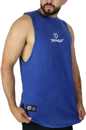 Tank Top Fitted Azul Deslavado - Bad Wolf