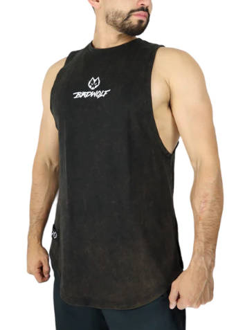 Tank Top Fitted Negro Deslavado - Bad Wolf