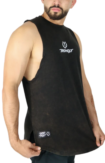 Tank Top Fitted Negro Deslavado - Bad Wolf