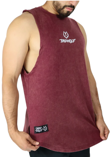 Tank Top Fitted Rojo Deslavado - Bad Wolf