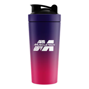 MuscleTech - Shaker Acero 25 oz morado/rosa